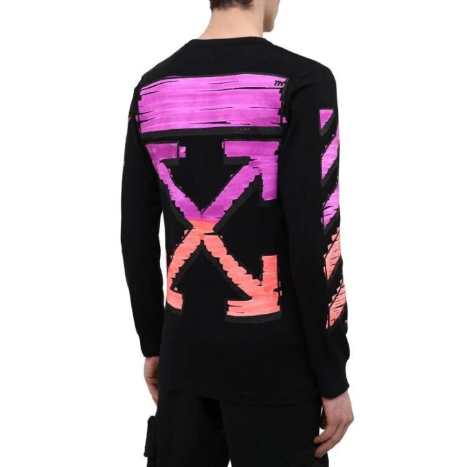 Jersey de manga larga con rayas diagonales para hombre, negro