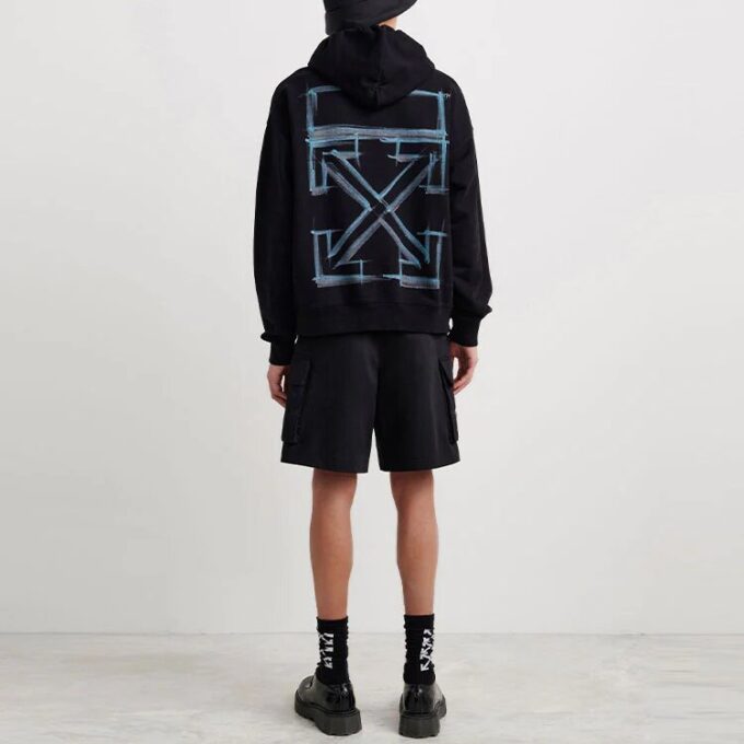 Jersey de manga larga holgado con estampado de logotipo Off-White para hombre FW21, negro