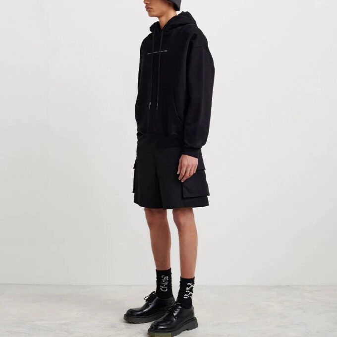 Jersey de manga larga holgado con estampado de logotipo Off-White para hombre FW21, negro
