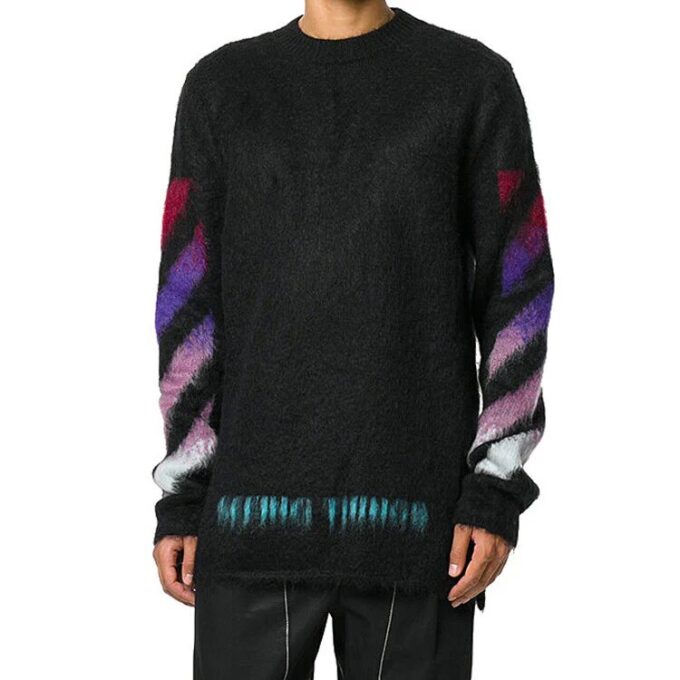 Jersey de mohair degradado para hombre, negro