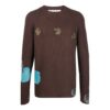 Jersey de punto acanalado bordado para hombre de Off-White, de lana, color marrón
