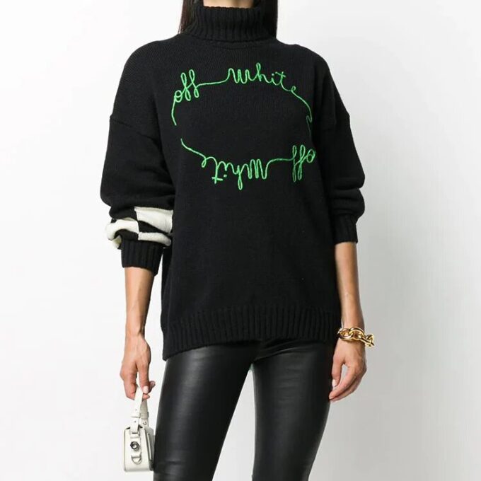 Jersey de punto con logotipo Off-White Negro