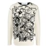 Jersey de punto de lana con cuello redondo y estampado de flores Jacquard Off-White para hombre, colección FW22, versión en blanco