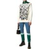 Jersey de punto de lana con cuello redondo y estampado de flores Jacquard Off-White para hombre, colección FW22, versión en blanco