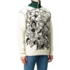Jersey de punto de lana con cuello redondo y estampado de flores Jacquard Off-White para hombre, colección FW22, versión en blanco