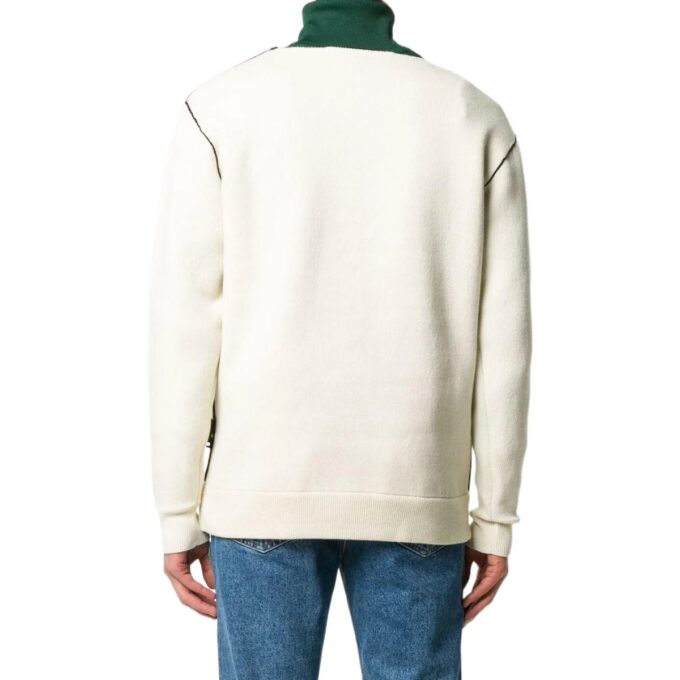 Jersey de punto de lana con cuello redondo y estampado de flores Jacquard Off-White para hombre, colección FW22, versión en blanco
