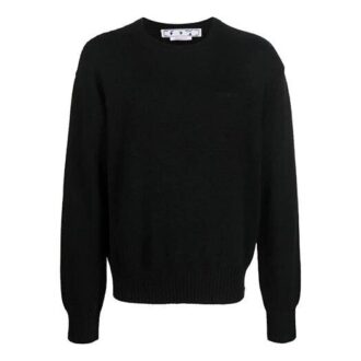Jersey de punto de lana de cuello redondo Off-White para hombre, colección Otoño-Invierno 2022, color liso, corte holgado, negro