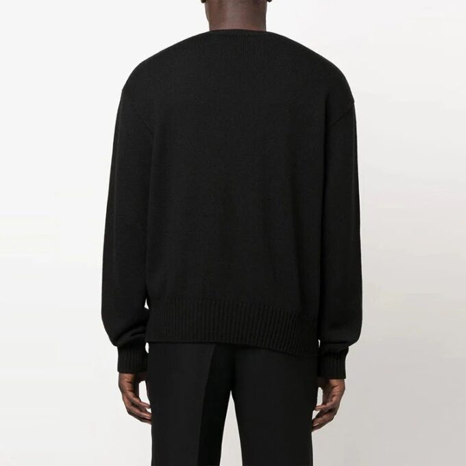 Jersey de punto de lana de cuello redondo Off-White para hombre, colección Otoño-Invierno 2022, color liso, corte holgado, negro