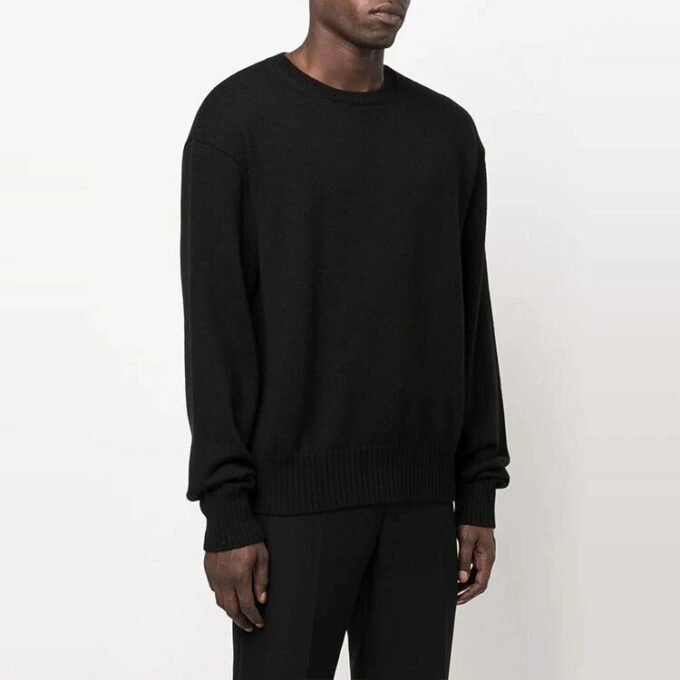 Jersey de punto de lana de cuello redondo Off-White para hombre, colección Otoño-Invierno 2022, color liso, corte holgado, negro
