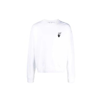 Jersey holgado con estampado de flechas y logotipo de Off-White para hombre, blanco Jersey holgado con estampado de flechas y logotipo de Off-White para hombre, blanco