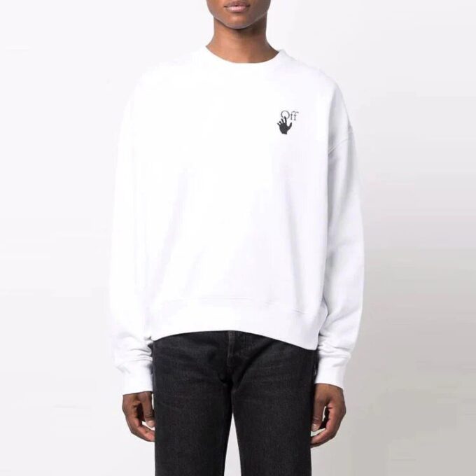Jersey holgado con estampado de flechas y logotipo de Off-White para hombre, blanco