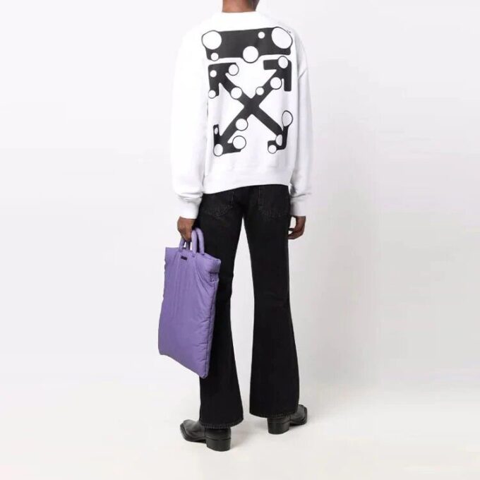 Jersey holgado con estampado de flechas y logotipo de Off-White para hombre, blanco