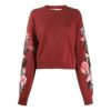 Jersey Off-White con estampado floral en color burdeos