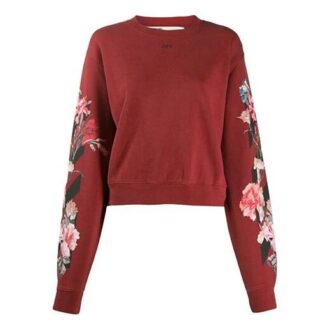 Jersey Off-White con estampado floral en color burdeos