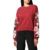 Jersey Off-White con estampado floral en color burdeos