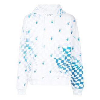 Jersey Off-White para hombre, colección primavera-verano 2022, con estampado de logotipo en cuadrícula, versión de manga larga, azul y blanco Jersey Off-White para hombre, colección primavera-verano 2022, con estampado de logotipo en cuadrícula, versión de manga larga, azul y blanco