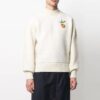 Jerséis de punto unisex con estampado y cuello redondo, color marfil