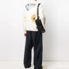 Jerséis de punto unisex con estampado y cuello redondo, color marfil
