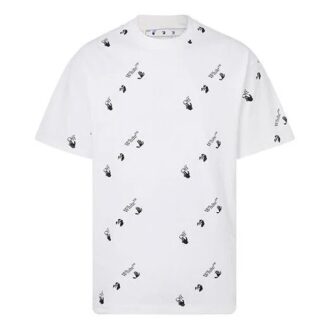 Logotipo alfabético estampado completo, cuello redondo, pantalones cortos, blanco Logotipo alfabético estampado completo, cuello redondo, pantalones cortos, blanco