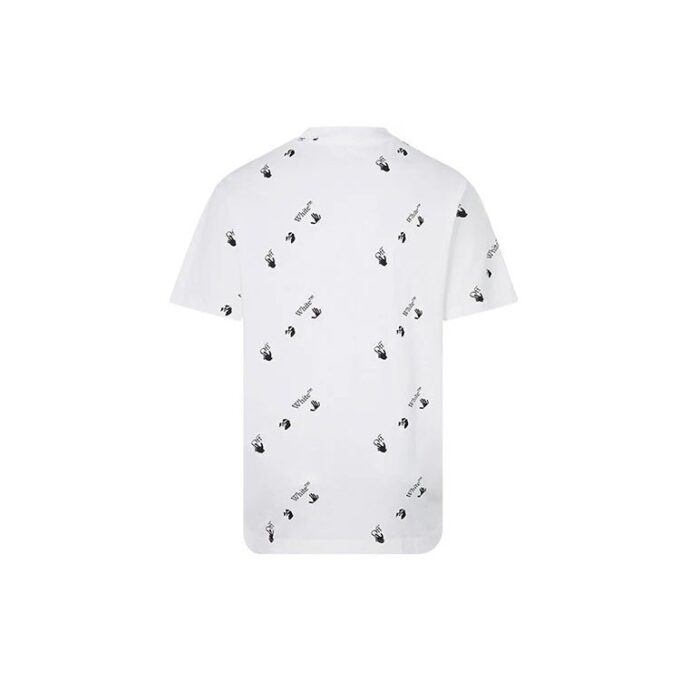 Logotipo alfabético estampado completo, cuello redondo, pantalones cortos, blanco