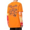 Logotipo de flecha geométrica estampado, cuello redondo, pantalones cortos, naranja