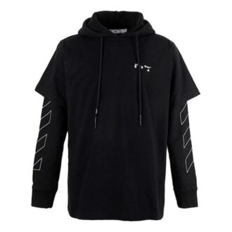 Manga con estampado de logotipo a rayas, corte holgado, negro