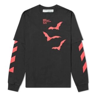 Manga doble con murciélagos en diagonal para hombre, negro