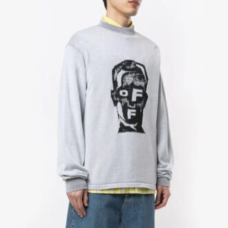 Mascarilla de punto para hombre Off-White Gris