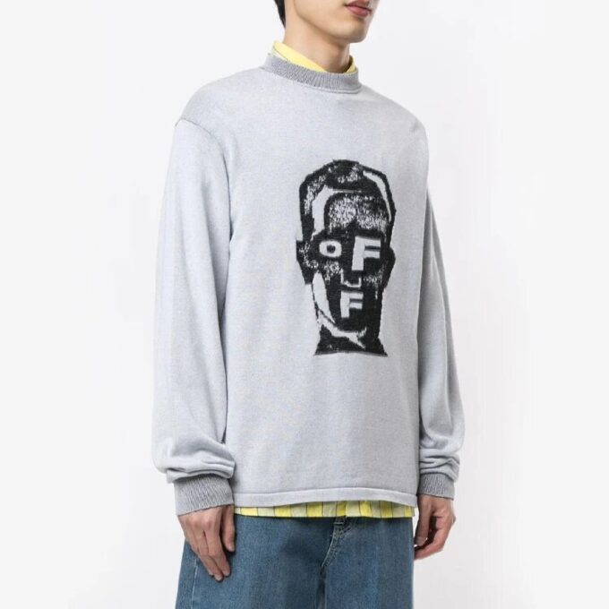 Mascarilla de punto para hombre Off-White Gris