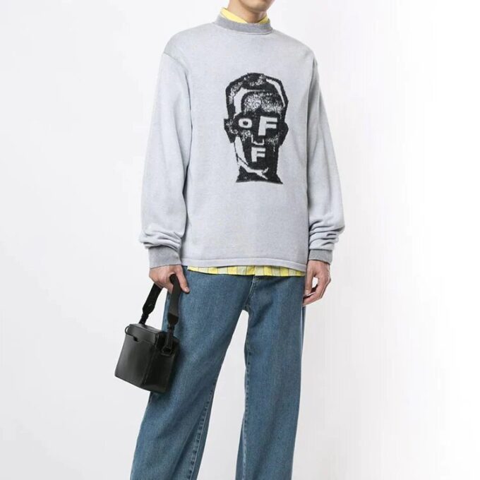 Mascarilla de punto para hombre Off-White Gris