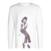 MJ Printing Camiseta de manga larga holgada blanca