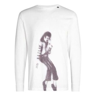 MJ Printing Camiseta de manga larga holgada blanca