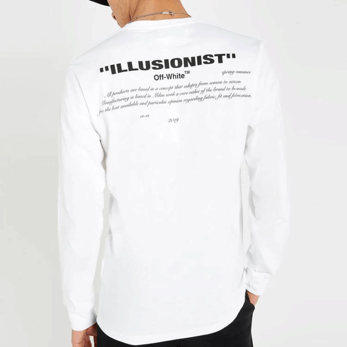 MJ Printing Camiseta de manga larga holgada blanca