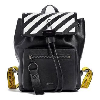 Mochila con correa para el hombro y logotipo a rayas Off-White, negra
