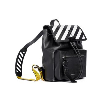 Mochila con correa para el hombro y logotipo a rayas Off-White, negra