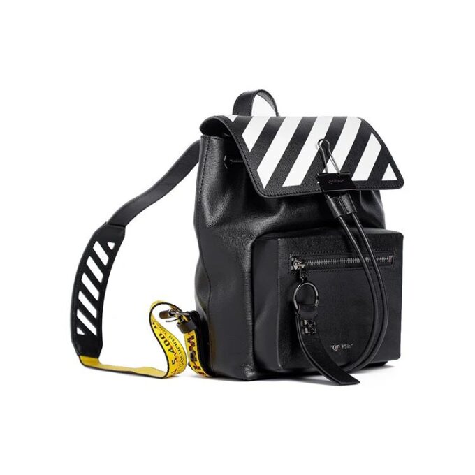 Mochila con correa para el hombro y logotipo a rayas Off-White, negra