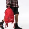 Mochila con eslogan impreso, color rojo