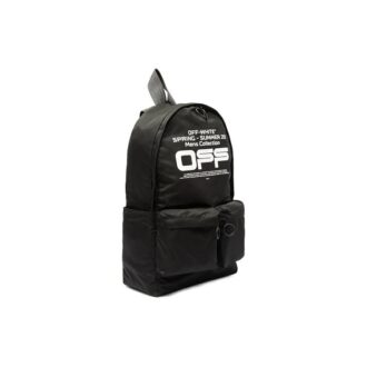 Mochila con logotipo ondulado y estampado de eslogan, negra
