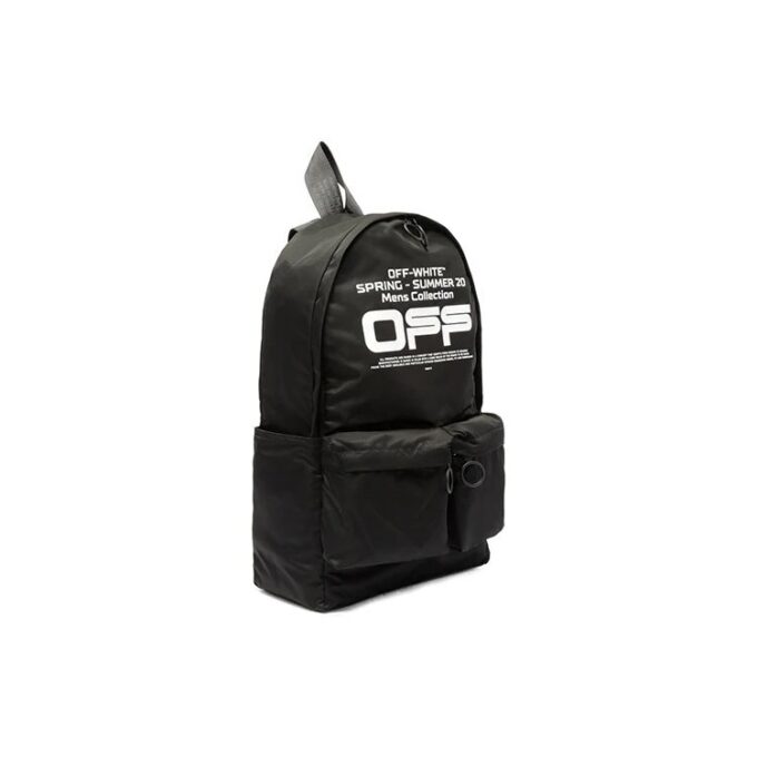 Mochila con logotipo ondulado y estampado de eslogan, negra