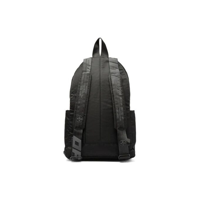 Mochila con logotipo ondulado y estampado de eslogan, negra