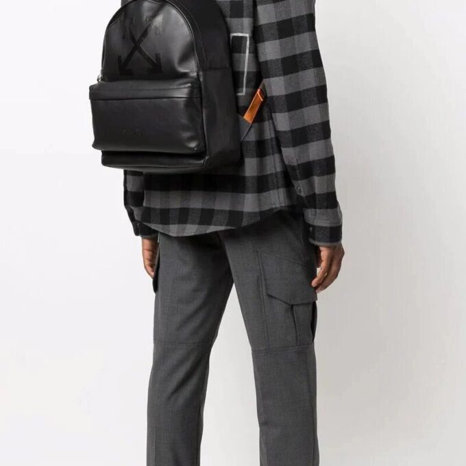 Mochila de cuero negra para hombre de Off-White