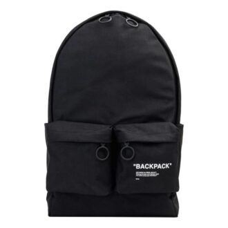 Mochila de moda con eslogan impreso, elegante, negra