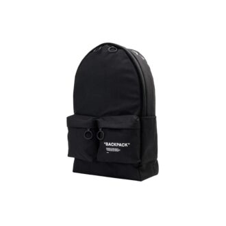 Mochila de moda con eslogan impreso, elegante, negra