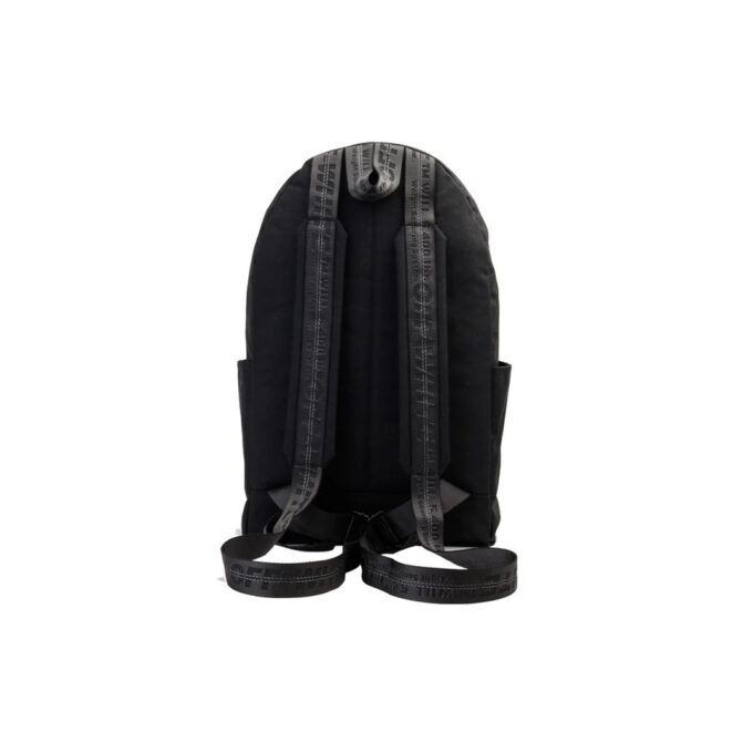 Mochila de moda con eslogan impreso, elegante, negra