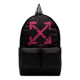 Mochila de nailon con estampado de flechas Negro/Rosa