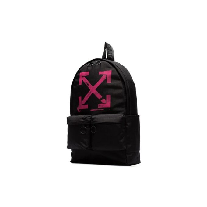 Mochila de nailon con estampado de flechas Negro/Rosa