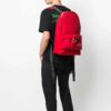 Mochila escolar con cremallera y estampado de letras y eslóganes, color rojo