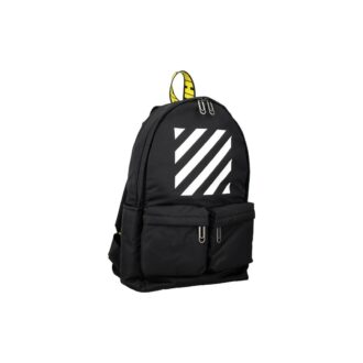 Mochila escolar con cremallera y logotipo Off-White para hombre, color negro