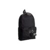 Mochila escolar con estampado de letras, cremallera y múltiples bolsillos, color negro