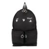 Mochila escolar con logo estampado, cremallera y múltiples bolsillos, negra